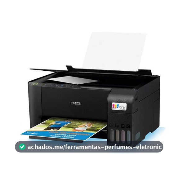 Impressora 3x1 Multifuncional Epson Ecotank L3250 Wifi Biv Cor Preto 100V/240V