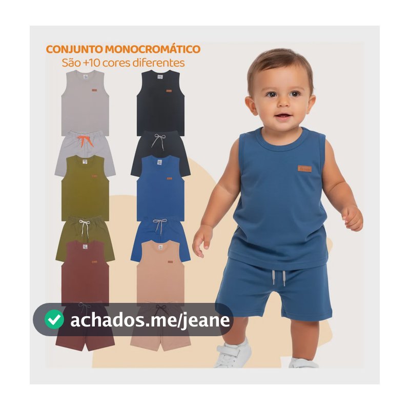 Combo 6 Peças De Roupa Conjunto Minimalista Infantil Menino Kit 3 Conjuntos Regata 2 [veste 1 Ano]