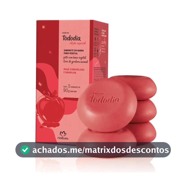 Sabonete Em Barra Natura Tododia Maçã Caramelada 5un 90g