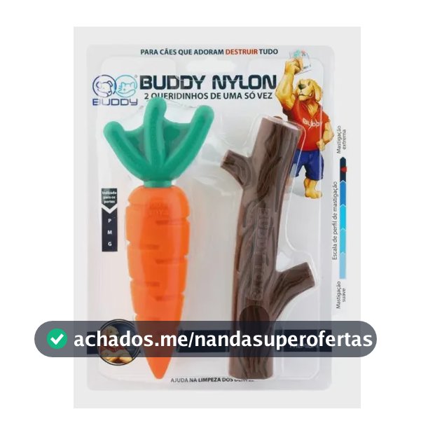 Brinquedo Pet Mordedor Nylon Cenoura+graveto Buddy Cão P M G Marrom