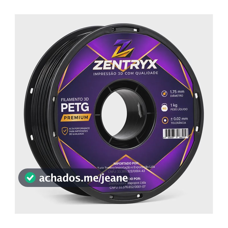 Filamento Petg 1 Kg Impressoras 3d 1.75mm Embalado A Vacuo Preto
