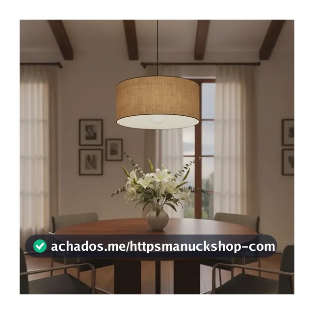 Lustre Pendente Redondo md-4052 Cúpula em Tecido Ø50x21 Palha