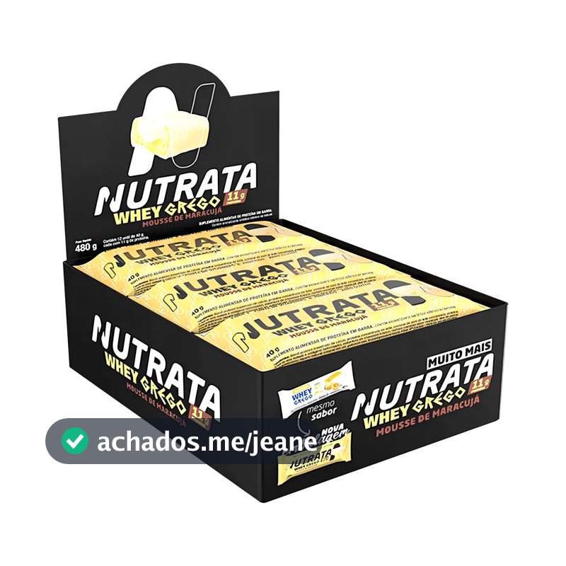 Barra de proteínas Nutrata WHEY Grego 40G sabor Mousse de maracujá x 480g 12 un