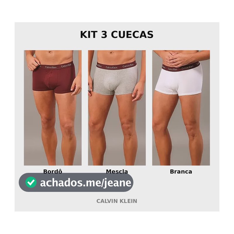 Kit 3 Cuecas Calvin Klein Low Rise Trunk Bordô Liso Gg