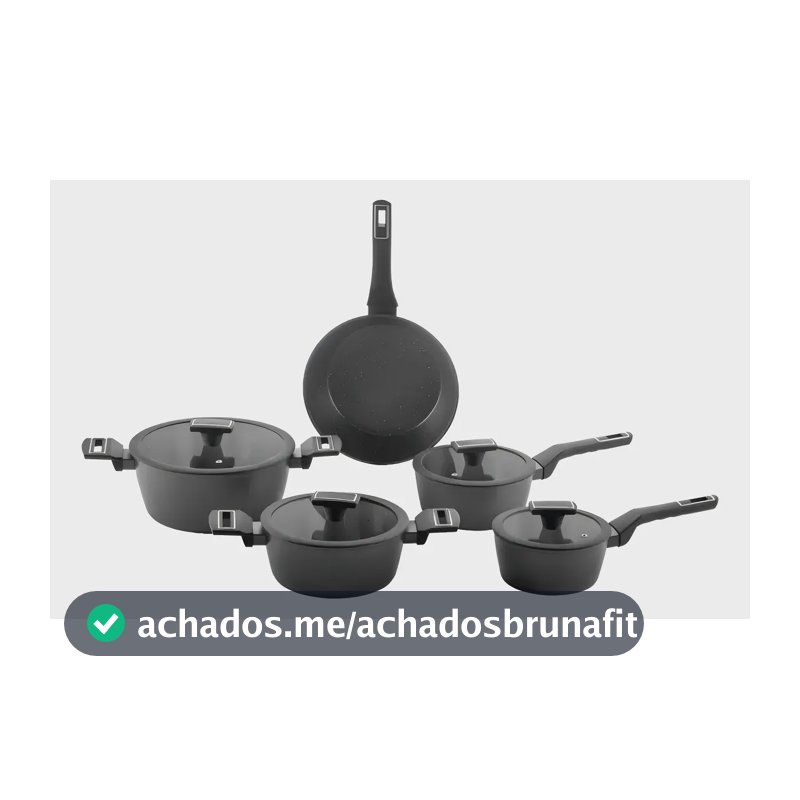 Jogo De Panelas Brinox Cerâmico 5 Pçs Carbon Ceramic Indução Cor Preto