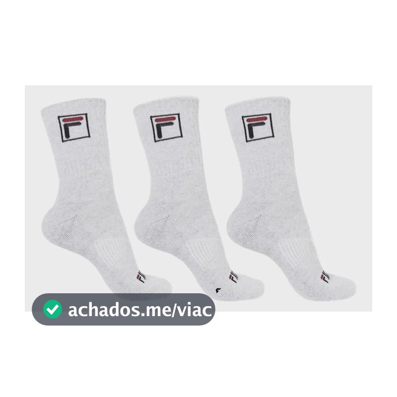Kit Tripack Meia Fila Cano Alto Fbox Masculina Branca Meias Brancas Logo 39-43