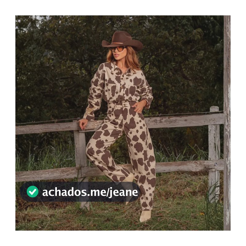 Conjunto Calça Balloon E Camisa Oversized Cow Print Feminino Cow Print