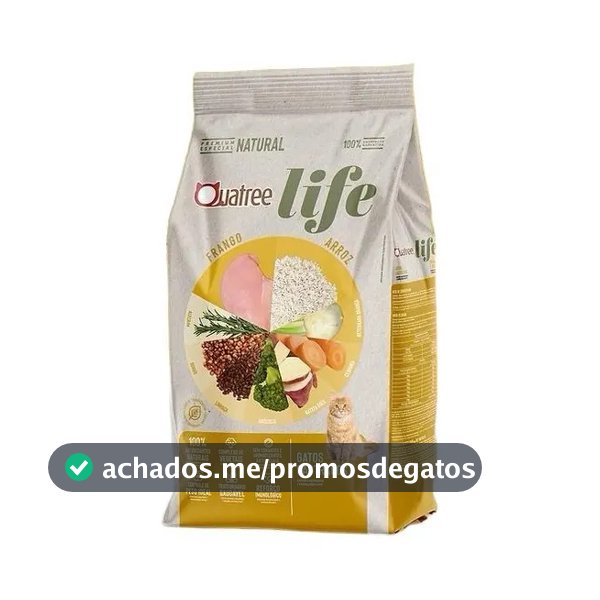 Ração Quatree Life gatos ad castrados 10,1kg sem transgênicos