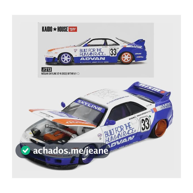 Kaido House 213 Nissan Skyline Gt-r R33 Bfthr V1 Mini Gt Azul Com Branco