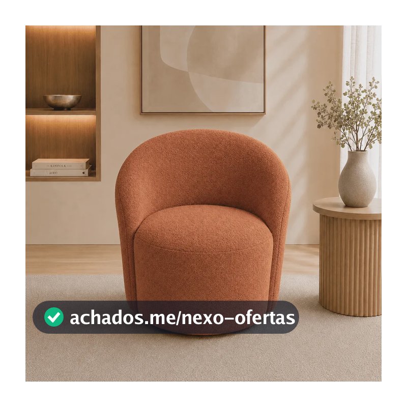 Poltrona Decorativa Yara Boucle Sala Estar Quarto Recepção Terracota Boucle