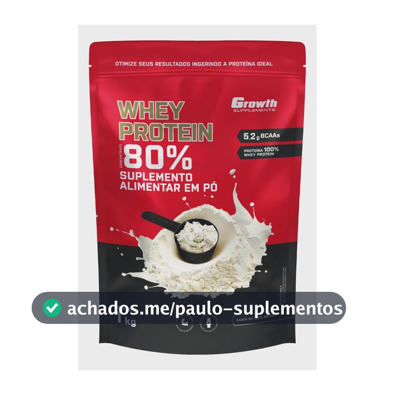 Proteína Growth Supplements Whey concentrado em pó sabor Leite em Pó x 1kg