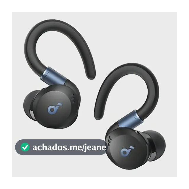 Fone De Ouvido Sem Fio Para Treinos soundcore Sport X20 ANC Cancelamento De Ruído Ativo Bluetooth 5.3 Multiponto Ganchos Ajustáveis Graves Potentes Bateria 48H IP68 Resistente Suor e Poeira Cor Preto