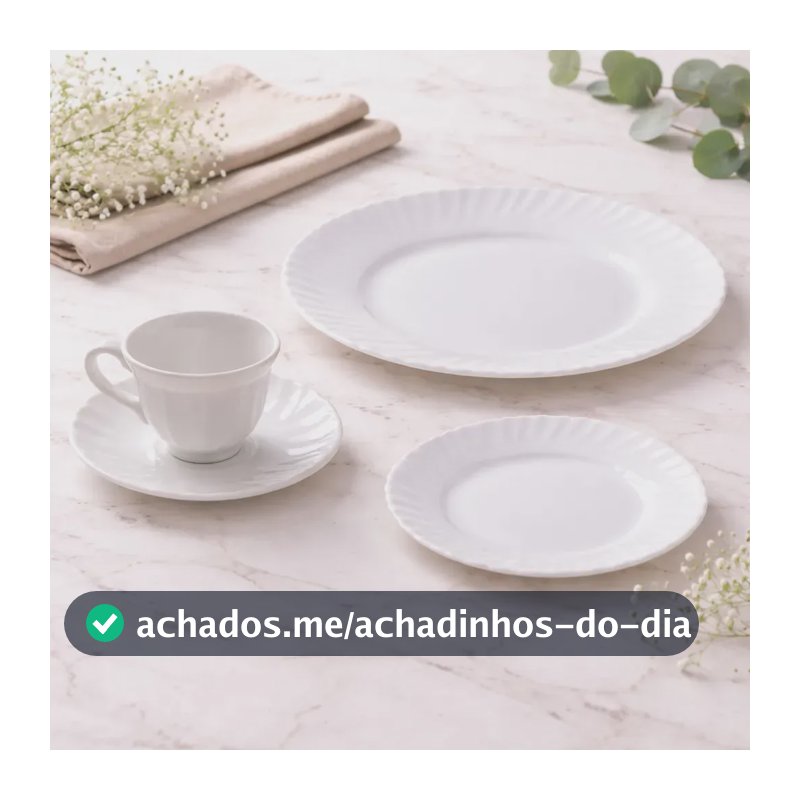 Aparelho De Jantar E Chá Lush Em Vidro 16 Peças Cor Branco