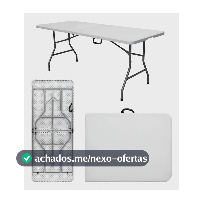 Mesa Dobrável Vira Maleta Com Alça Portátil 1.80m Para Camping Pesca Jardim Área Externa Ou Interna Salão De Festas Gourmet Cor BrancoLuvinco