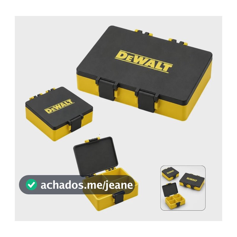 Caixa Organizadora Dewalt Porta Ferramentas Parafusos Bits  Trava Dupla Sem Divisórias