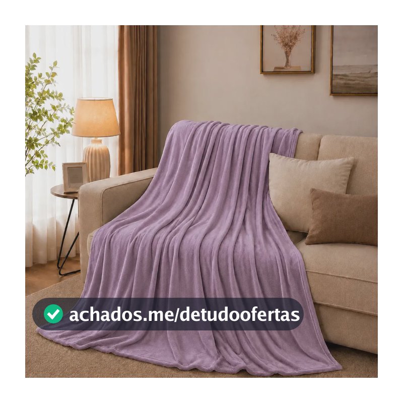 Manta Casal Microfibra Soft Aveludada 200x180 Nossa Casa Liso 630 G Lilás