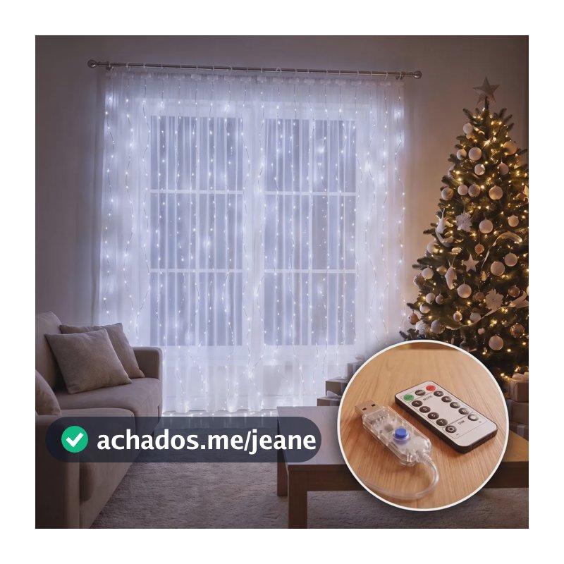 Cortina Led 3x3m Decoração De Natal Casamentos, Festas - Usb Branco
