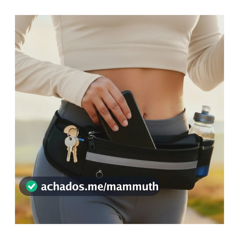 Pochete Slim Corrida Treino Impermeável Antifurto Celular Preto Lisa