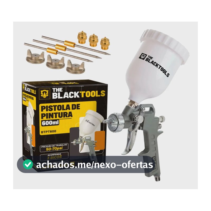 Pistola Pintura Gravidade 600ml 3 Bicos 1.2 1.5 1.8mm Profissional The Black Tools