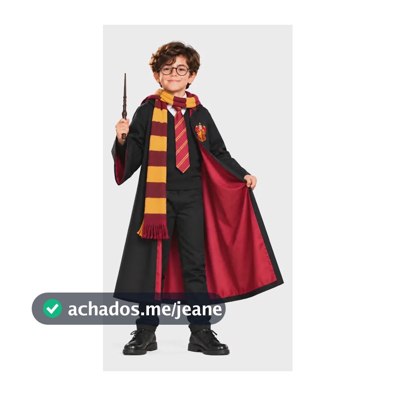 Fantasia Infantil Harry Potter Bruxo Varinha Óculos Gravata Preto M