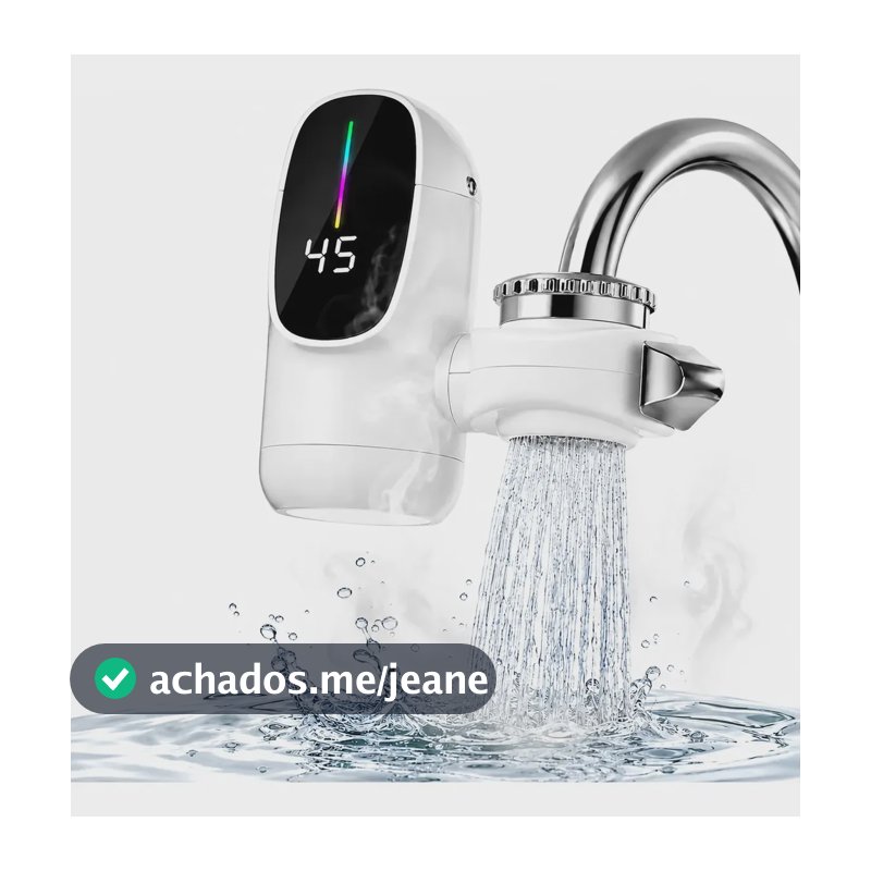 Torneira Elétrica NEWQ de Bancada Branca com Água Quente e LED
