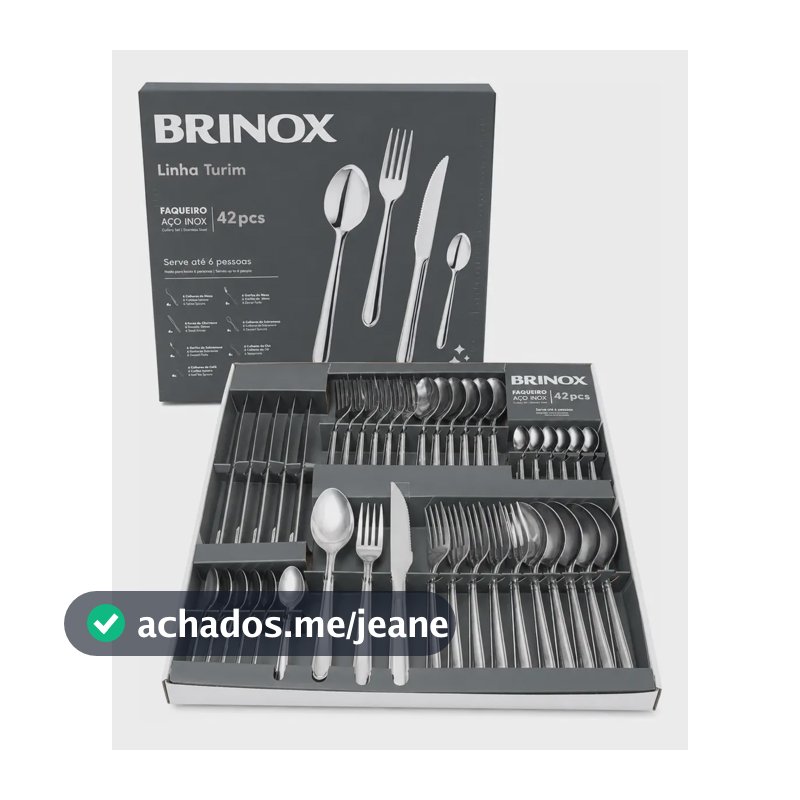 Faqueiro Brinox Linha Turim 42pcs Inox Cozinha Talheres Aço Inox