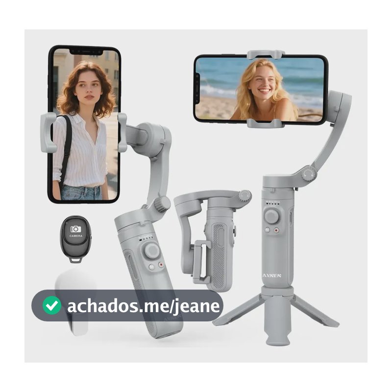 Hq3 Estabilizador Gimbal Celular 3 Eixos Com Luz E Tripé Cinza