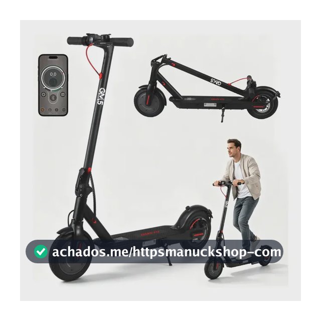 Patinete Elétrico GM5 P1 Preto Dobrável com Bluetooth, 25 Km/h e Autonomia de 22 Km