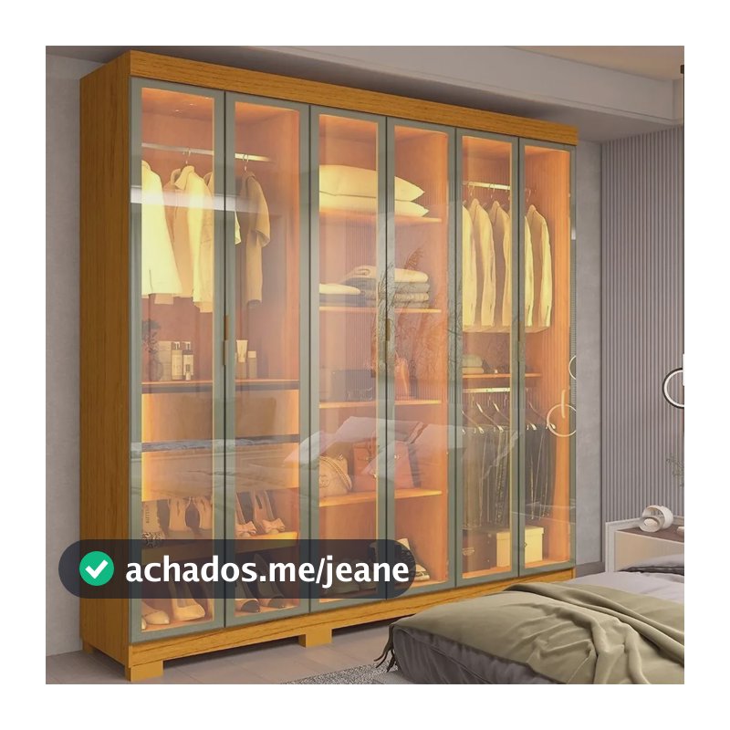 Guarda-roupa Casal Com 6 Portas Reflecta Com Pés 100% Mdf Naturale