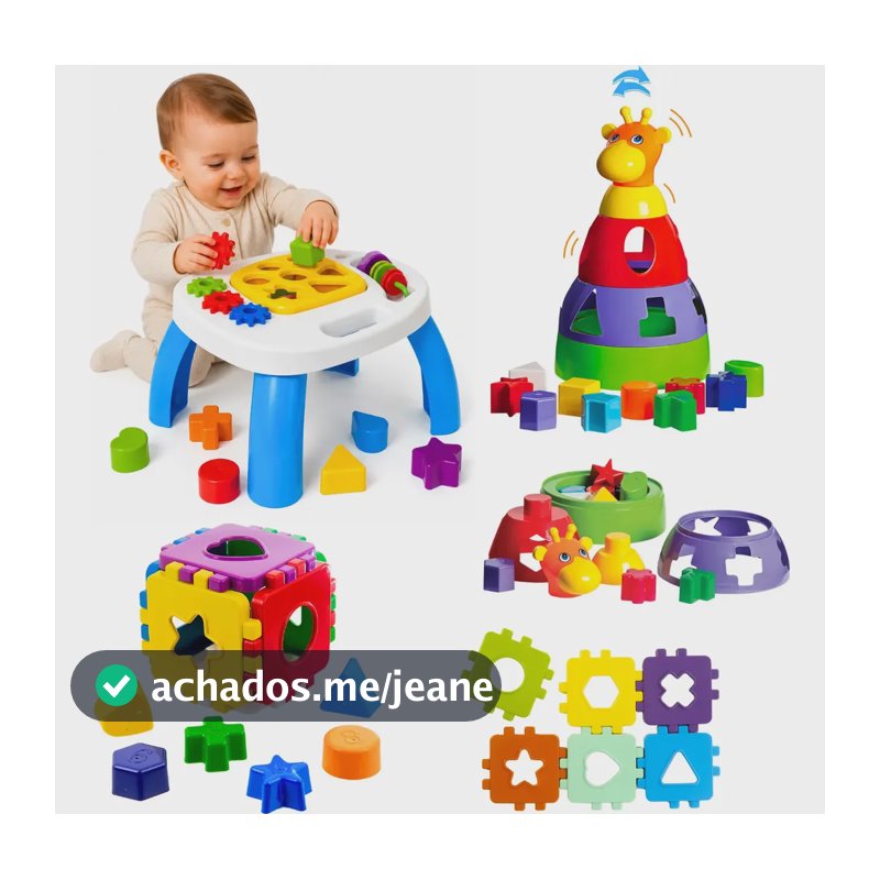 Kit Brinquedo Educativo Mesa Didatica Bebê Infantil Mesinha Colorido