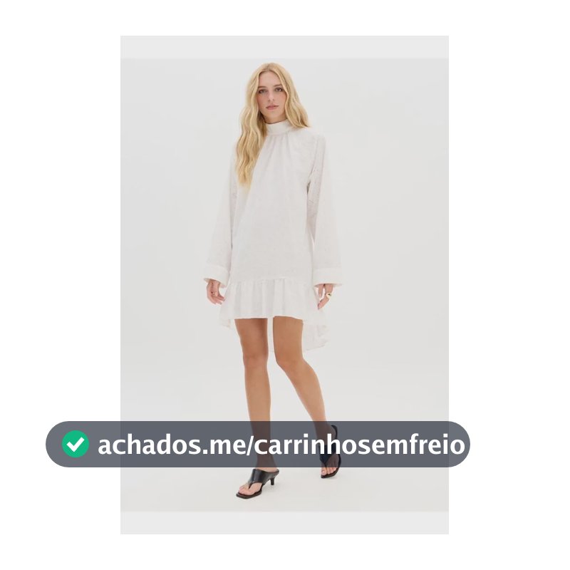 Vestido Curto Com Gola Manga Longa Branco M