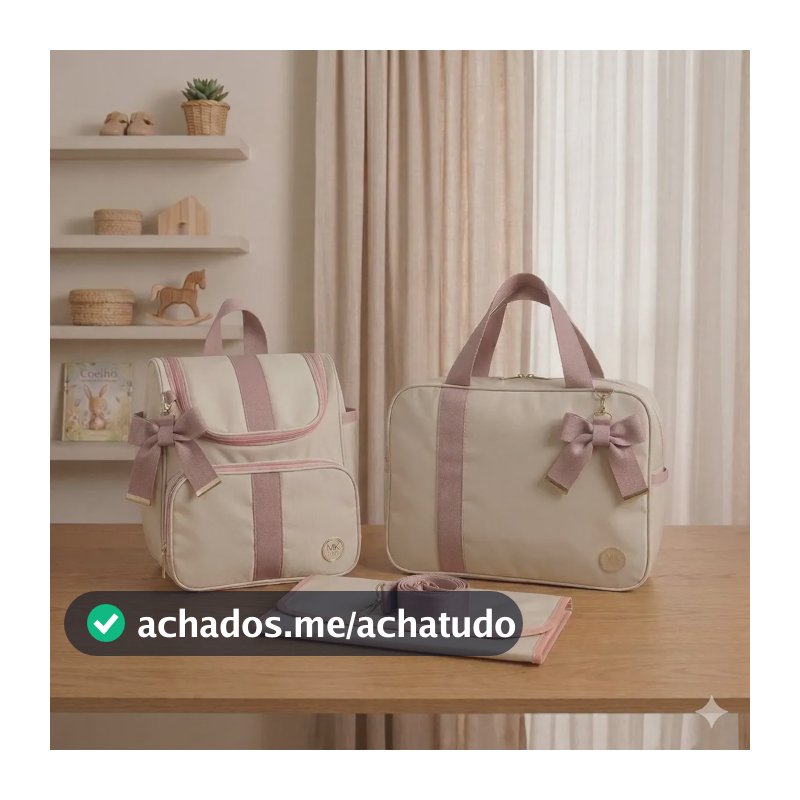 Kit Bolsa Maternidade Kit Completo 3 Peças Luxo Impermeável Bege Nude