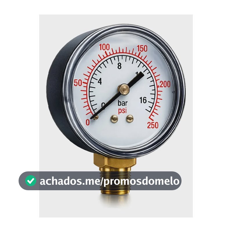 Manômetro Pressão Vertical Rosca 1/4 Relogio Marcador Lbs P/ Compressor 230 Psi