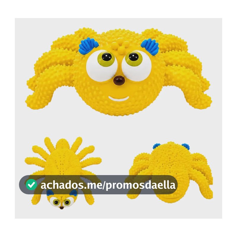 Brinquedo Mordedor Pet Aranha Monstro Látex Amarelo 12cm