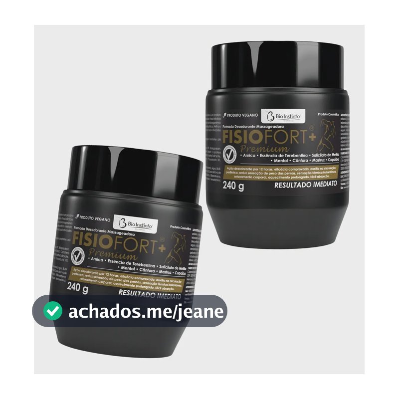 Kit 2 Pomada Fisiofort Premium Preta Bio Instinto 240g