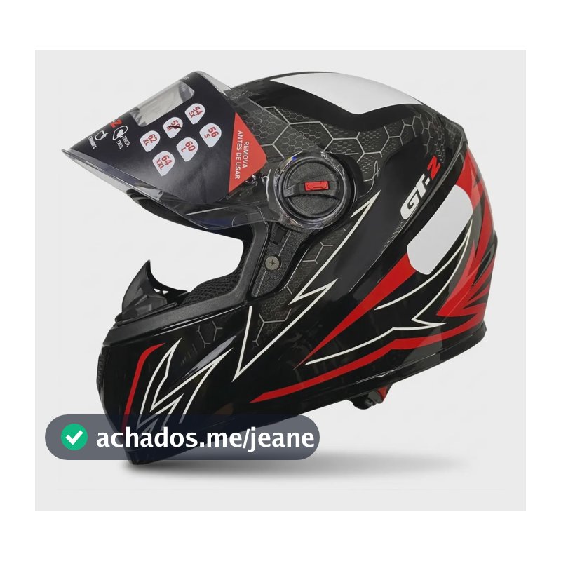 Capacete Fechado Gt 2 Fw3 Casco Pintado Viseira Cristal Cor Preto/Vermelho Brilhante Tamanho do capacete 58