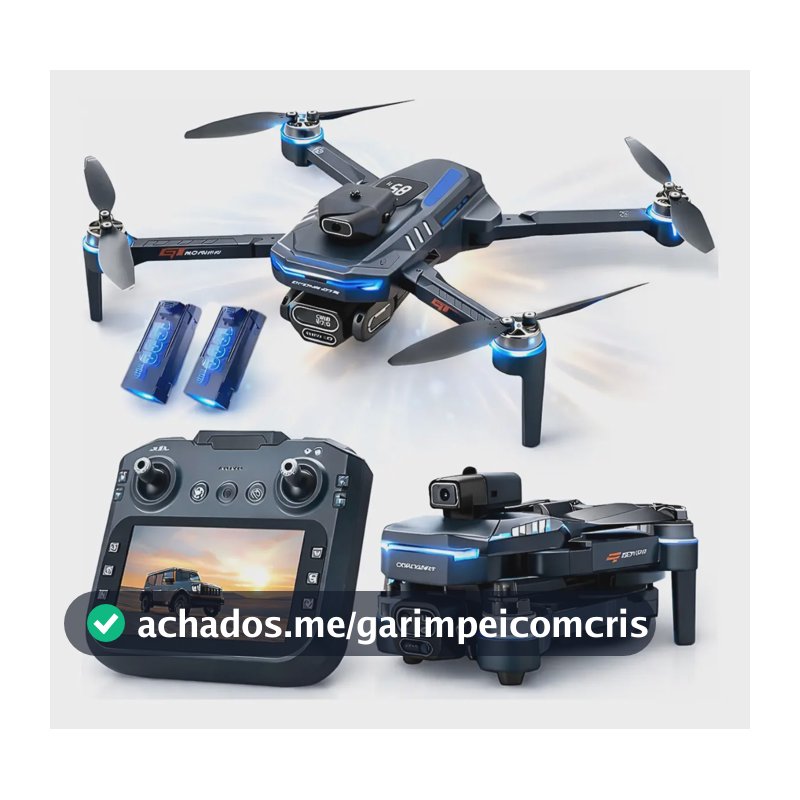Drone Gt8 Profissional 4k Tela No Controle 2 Baterias bag preto