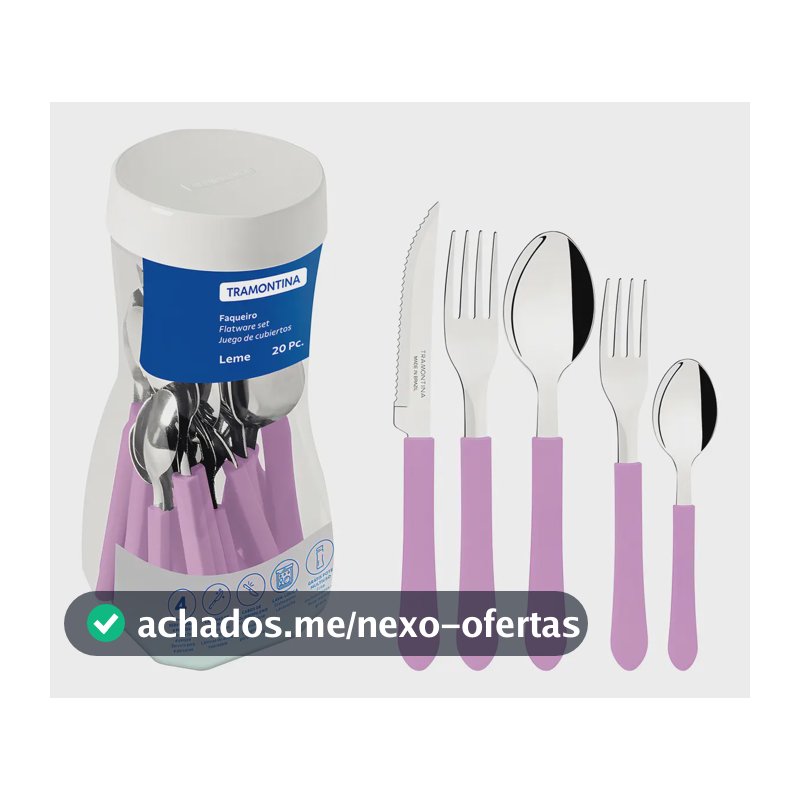 Talheres Tramontina Faqueiro Tramontina 20 Peças Lavanda Leme Aço Inox