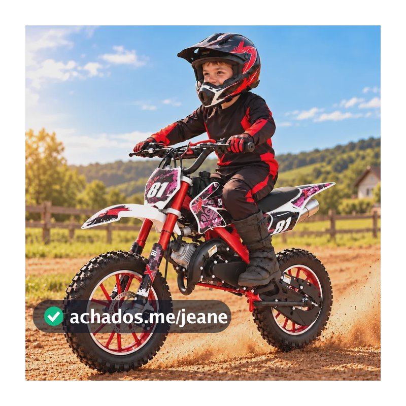 Mini Moto Cross 49cc Gasolina Infantil MBX Potente Cor Vermelho