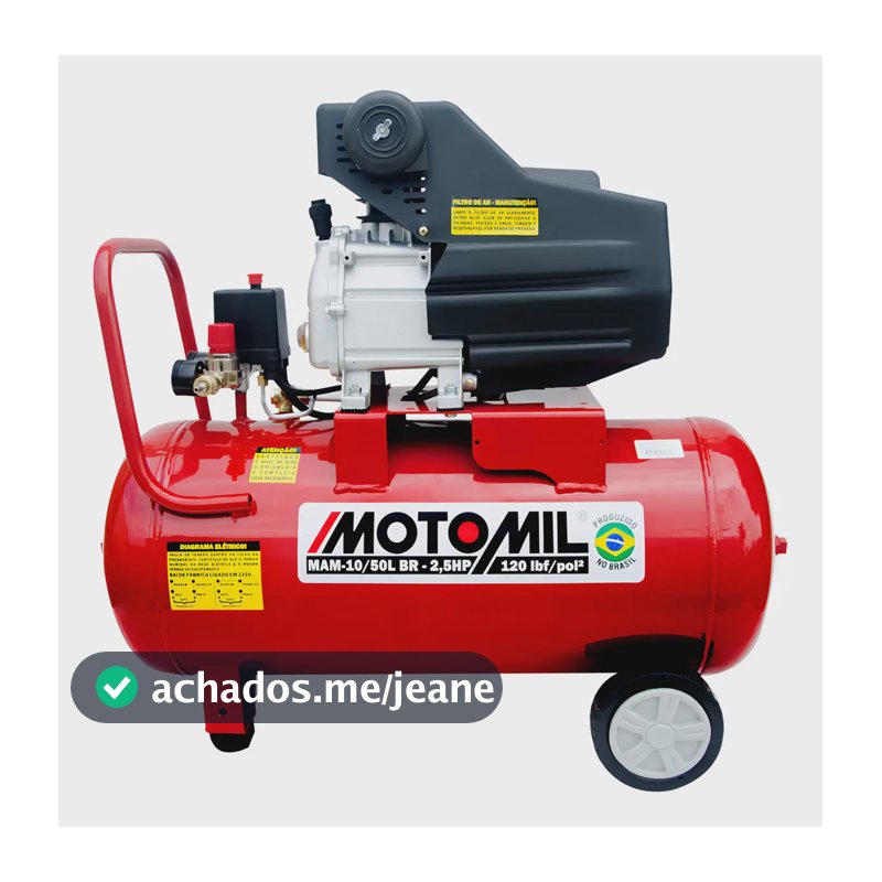 Compressor Elétrico Portátil Motomil MAM-10/50LBR 50L 2.5hp Monofásico