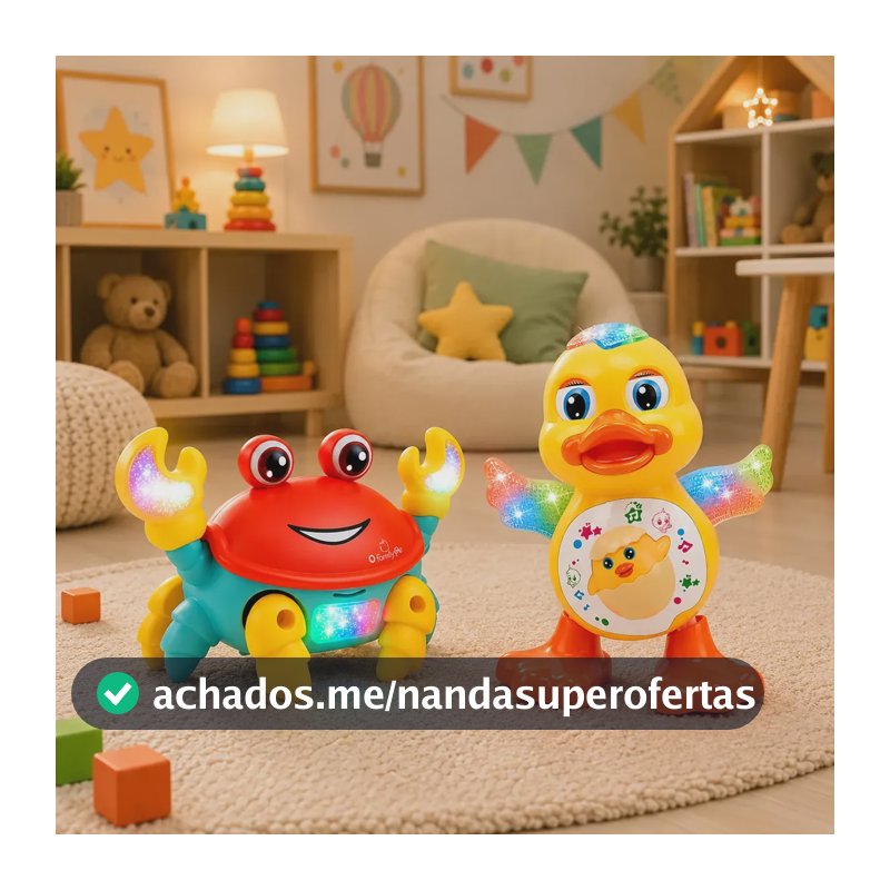 Kit Brinquedos Pato Dançante E Caranguejo Fujão Infantil Som