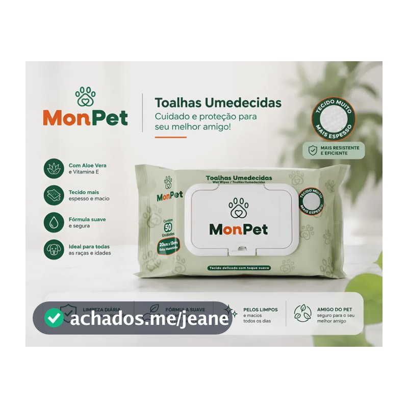 Toalha Lenço Umedecido Para Cães E Gatos Pets 1 Pacote C/ 50