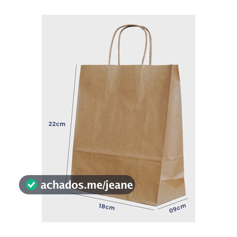 Sacola Papel Kraft P 18x22x9cm 100und Monolúcido Embalagem Presente Bolsa Ecológica Alça Torcida