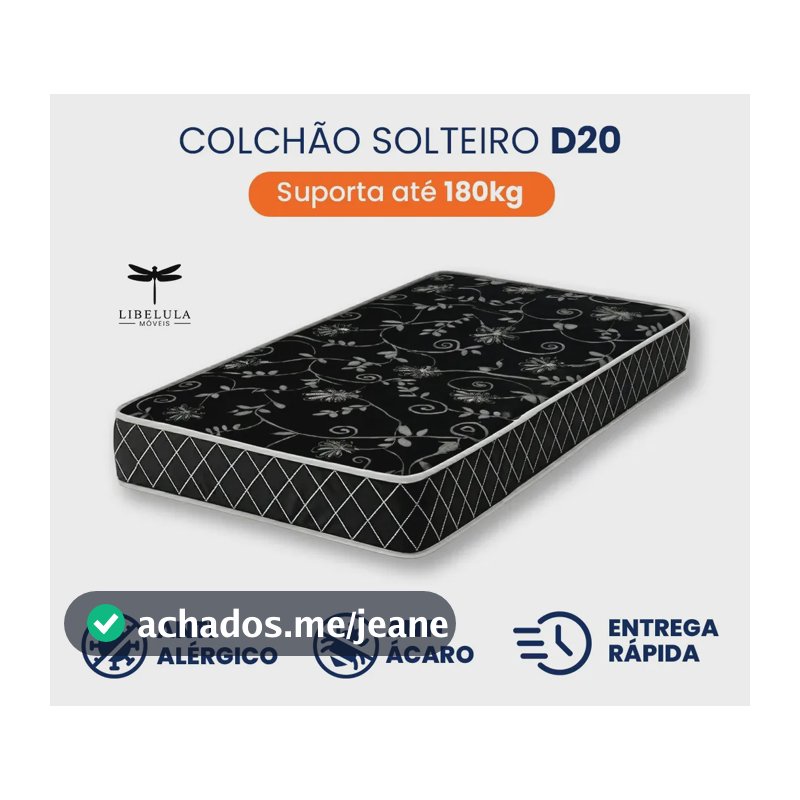 Colchão Para Cama De Solteiro Com Espuma D20 188 X 78 Cm - Libelula Móveis