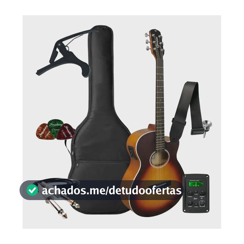 Kit Violão Giannini Elétrico Aço Gsf1d Ceq + Acessórios Satin Sunset Burst Destro Sabina Solida