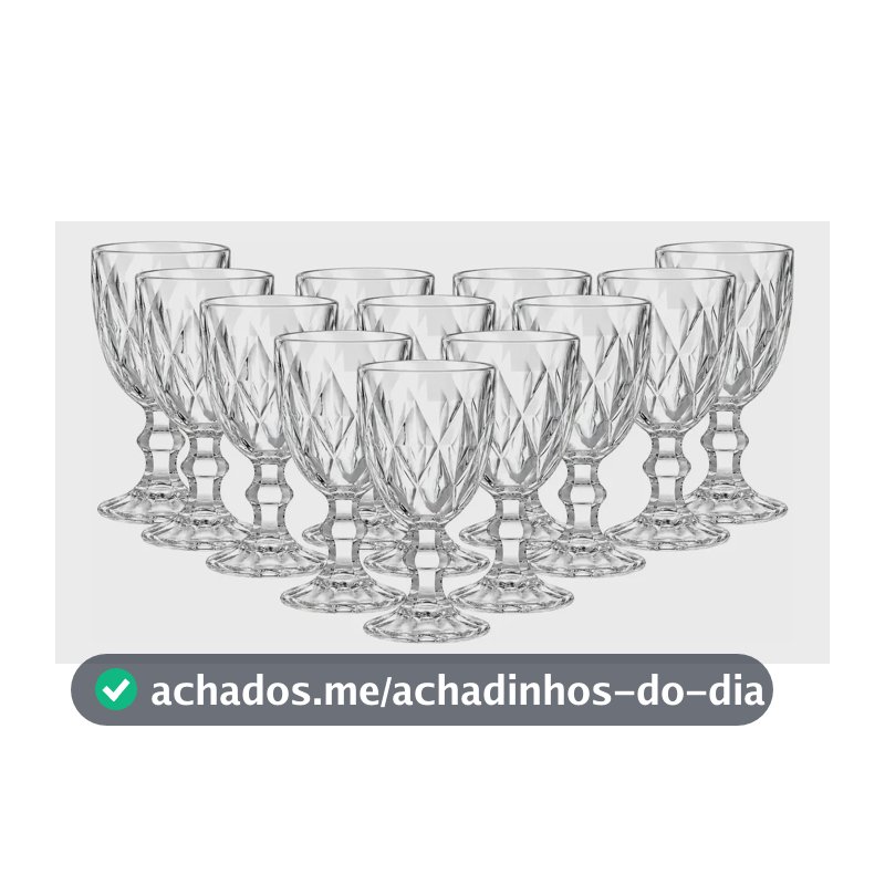 12 Taças De Vidro Diamond 310ml Para Vinho