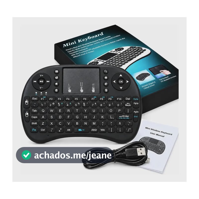 Mini Controle Teclado Bluetooth Sem Fio Para Smart Tv Box Pc Preto