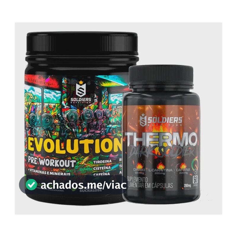 Kit: Pré-Treino Evolution Limonada Suiça 300g + Termogênico Dark - Soldiers Nutrition