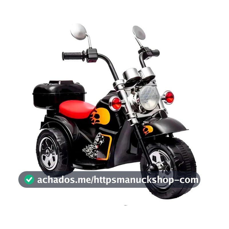 Mini Moto Motinha Elétrica Infantil Bateria 6v Led 3 Rodas Cor Clássica / Preta