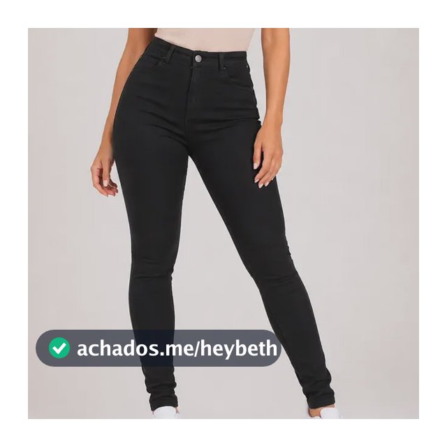 Calça Jeans Feminina Cintura Alta Lycra Skinny Preta Básica